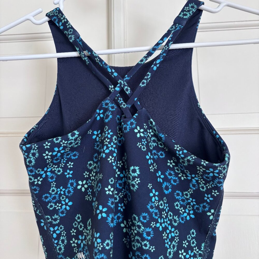 EUC Blue Floral All in Motion Cropped Tank for Girls - Size Lg Girl (10/12) - Picture 4 of 6